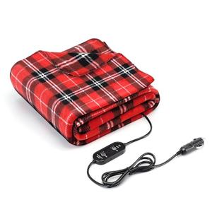 WODHMIEY Heated Car Blanket DC12V-24V Electric Blanket for Car Camping, Portable Washable Heated Blanket with Timer, 3 Heat Settings, Heated Throw Blanket for Road Trip (R&W Stripes)