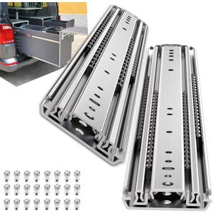SLIDEWAY 500Lbs Heavy Duty Drawer Slides 1 Pair 16 18 20 22 26 30 40 Inch Full Extension Ball Bearing Sliding Rails Cabinet Runners Tracks Tool Box Glides (76mm Wide)-18"