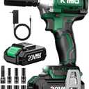 KIMO Cordless Impact Wrench 1/2", Brushless Impact Driver with 600 ft-lb Max Torque, 3000 RPM, 20V Electric Impact Wrench with 1 Hour Fast Charger & Variable Speeds, 1/2 Impact Gun for Car Home