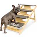 4-Step Wooden Dog Stairs for High Bed  Sturdy Pet Ladder for Small, Medium & Large Dogs  Safe Indoor Steps for Pets  Great Alternative to Dog Ramp  Ideal for Furniture, Sofa & Tall Beds