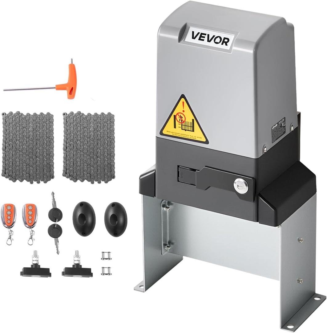 VEVOR Automatic Gate Opener, 1200W Electric Sliding Gate Opener for Doors up to 65.6ft 5732lbs, Chain Drive Rolling Door Motor with Infrared Sensor & 2 Remote Controls, Driveway Gates Opening System