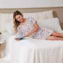 Nightgowns for Women, Women's Sleepwear Lightweight Cotton Nightdress, Crew Neck Sleepshirt Short Sleeve Loose Fit (L)