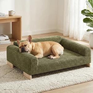 Veehoo Elevated Dog Bed Indoor, Wood Furniture Style Dog Couch Sofa with Removable Washable Cover, Cute & Durable Dogs Bed Furniture for Small Dogs & Puppies Up to 40 lbs