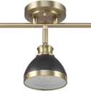 GLOBE Electric 64000004 22" 3-Light Track Lighting, Matte Brass, Matte Black Shades, Lighting for Kitchen, Bathroom, Bedroom, or Dining Room, Living Room Ceiling Lights, Light Fixture