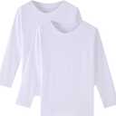 Huata Boys Long Sleeve T-Shirt Unisex Crewneck Kid Tee (White)