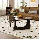Coffee Table for Living Room Mid Century Modern Center Table with Glass Top and Wood, Brown/Black, 32 Inch