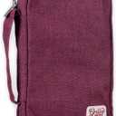 Christian Art Gifts Value Poly-Canvas Bible Cover Case for Women: Grace Upon Grace - John 1:16 Inspirational Scripture w/White Rubber Badge, Pocket, Pen Loops to Organize Accessories, Plum, Medium