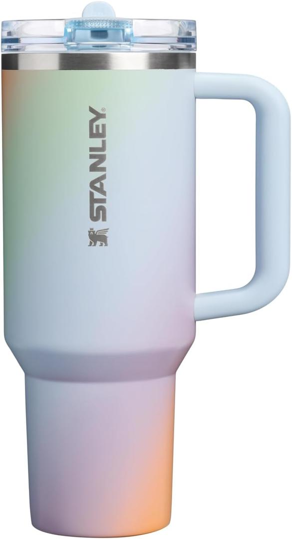 STANLEY Quencher ProTour Flip Straw Tumbler with Leakproof Lid 40 oz | Built-In Straw & Handle | Cupholder Compatible for Travel | Insulated Stainless Steel Cup | BPA-Free | Sunrise Spiral