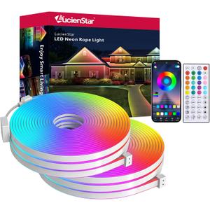 66FT RGB LED Neon Rope Lights, App Control, IP65 Waterproof