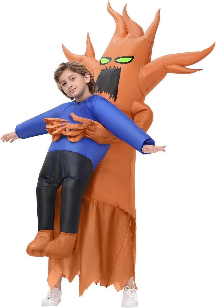 Inflatable Costume Kids, Halloween Tree Abduction, Dead Tree Blow Up Costume for Girls Boys Cosplay Themed Parties