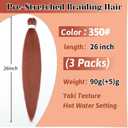 2 x 26 Inch 3 Pack Pre Stretched Braiding Hair