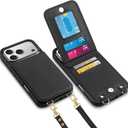 Vofolen for iPhone 17 Pro Wallet Case with Card Holder Crossbody Adjustable Strap Magnetic Clasp Heavy Duty Protective Leather Flip Phone Cover for iPhone 17Pro for Women, Black