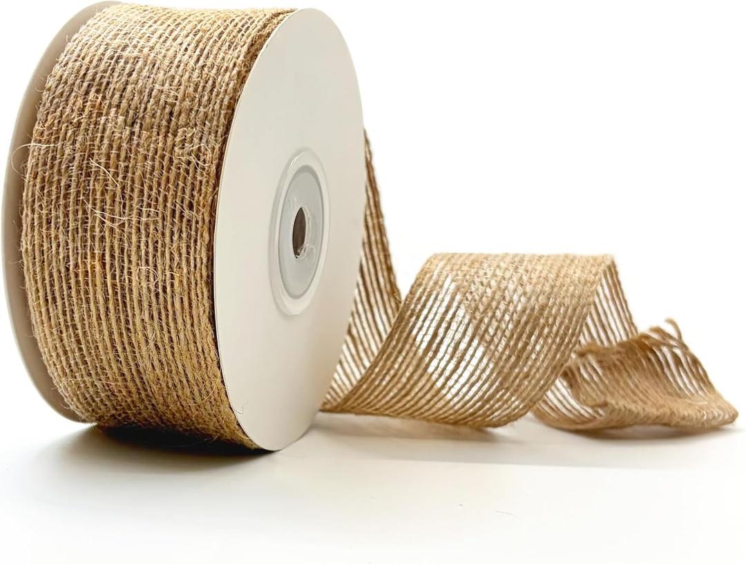 Burlap Ribbon, 1-1/2 Inch x 10 Yard Jute Ribbon,Tan Twine Ribbon, Natural Ribbon for DIY Handmade, Outdoor Decoration, Gift Wrapping