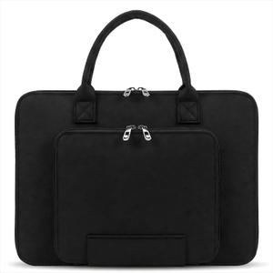 13-14 Inch Laptop Bag with Handle, Felt Laptop Carrying Case & Computer Bag with Multiple Pockets,Lightweight Felt Business Laptop Sleeve (Black) | soft