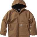 Carhartt Boys' Flannel-Lined Hooded Canvas Insulated Zip-Up Jacket (Medium)