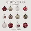 12PCS Burlap Christmas Ornaments, Rustic Jute Wrapped Balls 3.15", Snowflake Embroidered & Plaid Pattern Farmhouse Ornaments for Christmas Tree