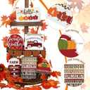 Jetec 12 Pcs Thanksgiving Tiered Tray Decor Pumpkin Maple Leaf Table Centerpieces Decorations Farmhouse Truck Wooden Sign Decor for Autumn Harvest Home Kitchen Supplies