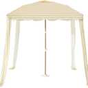 Striped Beach Cabana with Vent and Sand Pockets, 6.5FT x 6.5FT UPF 50+ Sun Shelter, Easy Setup Portable Beach Canopy, Wind-Resistant Beach Tent, Base Not Included (Sunshine), Yellow