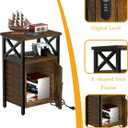 Wooden Nightstand with Lock, Bed Side Table with Drawers, Bedside Table with Charging Station, 3 USB & 2 Outlets, Night Stand with Storage, End Tables for Living Room, Bedroom, Dorm, Brown