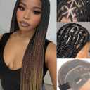 HANNE Full Lace Braided Wigs for Black Women Knotless Braided Wigs with Baby Hair 100% Handmade HD Lace Synthetic Box Braid Wig (1B/30/27- Triangle Box)