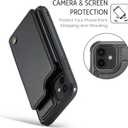 Compatible with iPhone 12/12 Pro Wallet Case with Card Holder RFID Blocking for Women Men, Double Magnetic Clasp Kickstand Shockproof Phone Case Fit for iPhone 12/12 Pro, Black