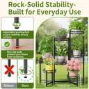 Metal Plant Stand Indoor Outdoor 7 Tier Multiple Flower Pot Holder Shelf Planter Display Shelving Unit for Patio Garden Corner Balcony Living Room Black Circle
