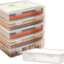 6 Pcs Clear Plastic Storage Box with Flap Lid, 9 x 6.7 x 2 Inch Art Supply Rectangular Containers Case, Multipurpose Craft Organizers for Notebooks, Beads, Pencils, Ornaments Accessories