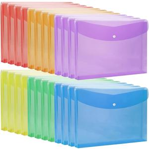 24 Packs Expandable Plastic Envelopes Poly Envelopes with Snap Button, Document File Folder Organizer for Work, Office, School, Legal Size, 6 Colors (Multicolored)