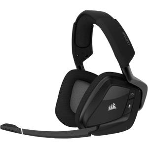 CORSAIR VOID RGB ELITE Wireless Gaming Headset  7.1 Surround Sound  Omni-Directional Microphone  Microfiber Mesh Earpads  Up to 40ft Range  iCUE Compatible  PC, Mac, PS5, PS4  Carbon (Black)
