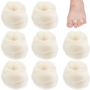 Minatee 8 Pcs Lambs Wool for Toes Soft Feet Cushion Toe Separator Lambs Wool Corn Cushion Pads Blister Prevention Bunions Callus Remover Cushions Hammer for Shoes or Feet, 3/8 oz