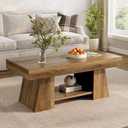 Tohomeor Coffee Table, 47.24" Farmhouse Wooden Rectangular Accent Center Tables with Storage Shelf Thick Base for Living Room, Home Office, Retro Brown, 23.62"D x 47.24"W x 19.69"H