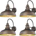 Bestshared 4 Pack Outdoor Wall Lights, Farmhouse Barn Light, Water Resistant Outdoor Wall Mount Lantern, E26 Base Farmhouse Outside Sconce, Exterior Porch Light for House Frontdoor Entryway Garage (11.5" Dome - 4 Pack, ORB+Gold)