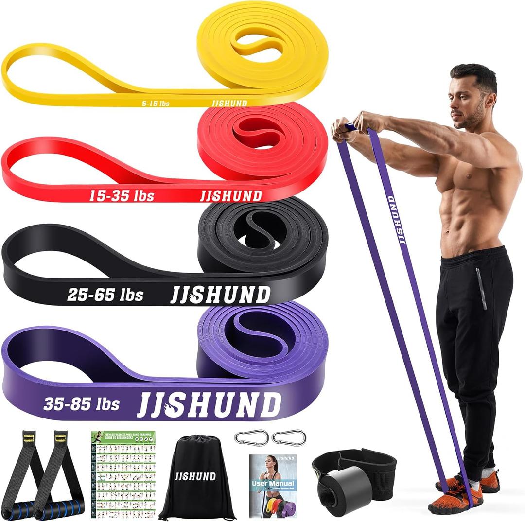 Resistance Bands Set, Pull Up Assistance Bands Pull Up Bands Exercise Bands for Men Women, Workout Bands for Working Out, Muscle Strength Training, Body Stretching (yellow,red, black, purple)