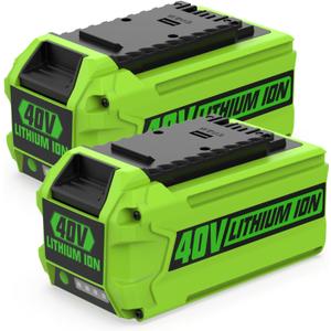 2-Pack 40 Volt 6500mAh Replacement for Greenworks 40V Battery 29472 29462 Compatible with Greenworks 40V G-MAX Battery 2901319 LB408 BAF704
