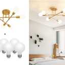 Modern Sputnik Chandelier, 6-Light Ceiling Light, LED Light Bulbs Included for Bedroom,Dining Room,Kitchen,Office (Gold)