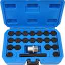 BHB 22PCS Wheel Locking Nut Key Removal Tool Kit Wheel Anti-Theft Lock Lug Nut Screw Remover Set with Punch and 1/2 Inch Driver Scoket Adaptor Compatible with Audi