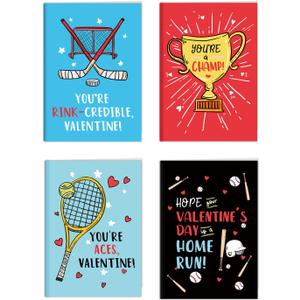 Chenive Valentine's Day Cards for Kids, Sports Themed Valentines Day Greeting Card, 40 Valentine's Day Cards Bulk for School Preschool Class Classroom, 3.5 x 5 IN