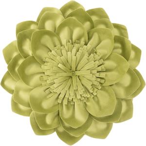Decorative Throw Pillow 3D Flower Round Pillow Accent Handmade Cushion with Insert for Couch Bed Home Decor 12 Inch Green (12 inches, Green)