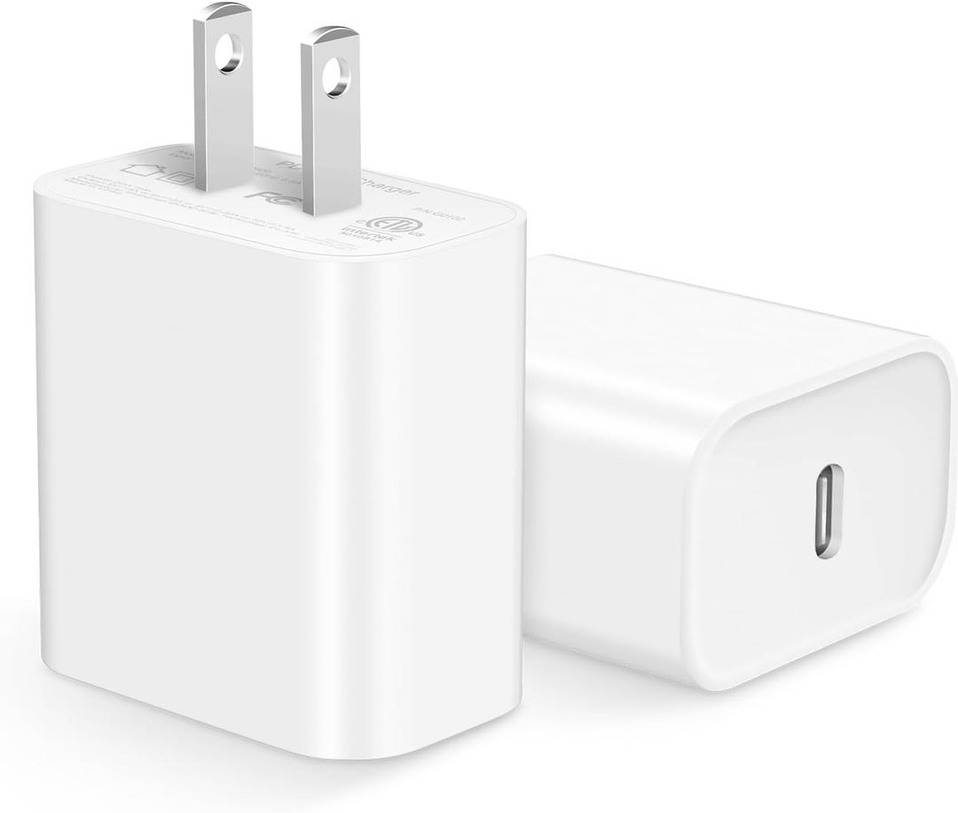 USB C Charger Block [2 Pack] iPhone 16 15 14 13 12 11 Charger Block, Type C Wall Charge 20W PD Power Adapter for iPhone 16/16Pro/16Pro Max/16Plus/15/14/13/12/11, iPad