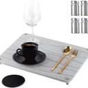 Stone Drying Mat for Kitchen Counter 15.8” x 11.8” - Drying Stone for Kitchen Counter with Non-Slip Stainless Steel Feet, Diatomaceous Dish Drying Mat, Water Absorbing Stone Tray with Sandpaper - 1pk