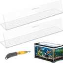 Sieral Aquarium Polycarbonate Canopy Set 2 Pcs 22.95 x 16.61 x 0.12 Inch for 75/90/110 Fish Tank with Center Brace Aquariums Cover Fish Tank Lid with a Hook Knife, Breathable Hole and Handle, Clear