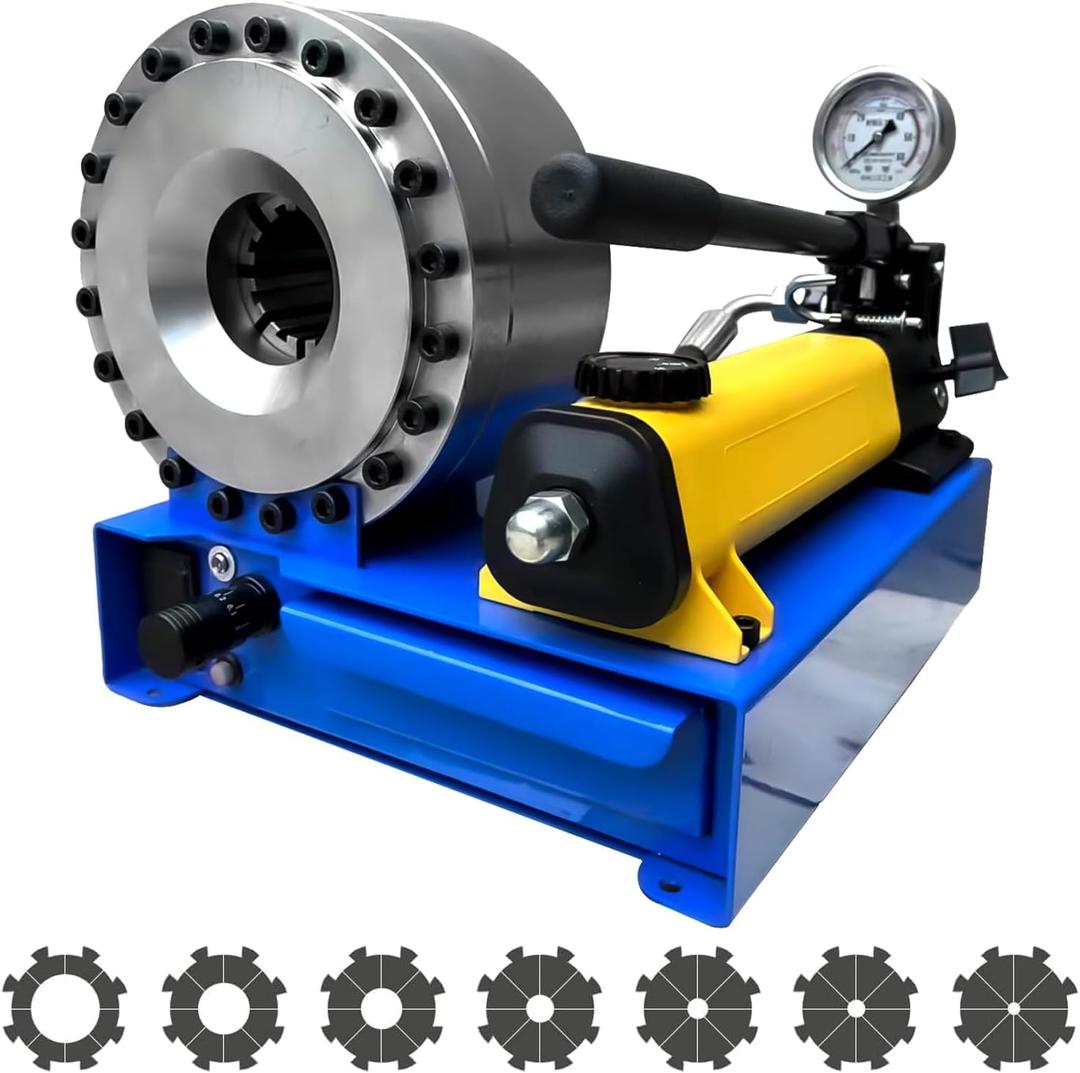 Hydraulic Hose Crimper with 8 Sets of Dies, High Pressure Hydraulic Hose Crimping Tool, Handheld Manual Crimping Machine