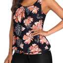 Aqua Eve Two Piece Women's Tankini Swimsuits Blouson Swim Tank Top with Shorts Modest Bathing Suits (Red, M)
