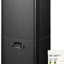 EKO Vintage 50L / 13.2 Gallon Motion Sensor Trash Can, Dual Compartment 32L + 18L Stainless Steel Kitchen Garbage Bin, Touchless Automatic Waste & Recycling Bin with Lid for Home Office, Matte Black