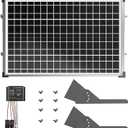 ZUMI 30W Solar Panel for Automatic Gate Opener, IP67 Door Opener Kit With Tempered Glass Tubular Mounting Bracket, Monocrystalline Solar Power System
