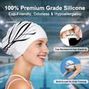 2 x Extra Large Silicone Swim Cap for Long Hair - Odor-Free with 3D Ear Protection, Non-Slip Ultimate Fit for Women & Men Adults