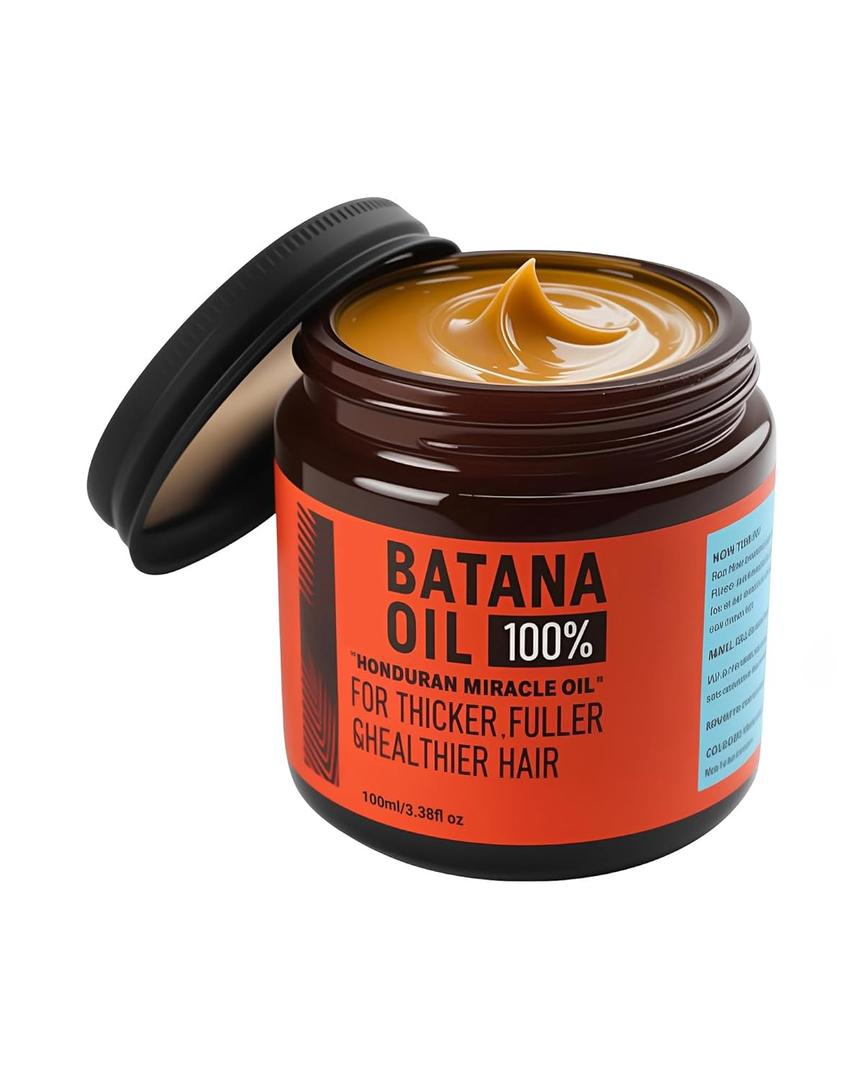 Batana Oil for Hair Growth, 100% Raw & Organic Dr. Sebi Hair Growth Oil from Honduras, Unrefined Cold-Pressed Formula for Thicker, Stronger Hair, Batana Hair Mask for Men & Women,3.38Fl Oz(Pack of 1)