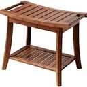 Forevich Bamboo Shower Bench Stool with Storage Shelf Waterproof Shower Chair Spa Bath Seat Excellent for Indoor Use Chestnut Brown