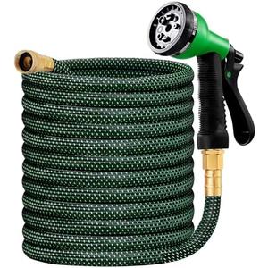 HBlife Garden Hose 50ft, Non Expandable Water Hose with 8 Watering Spray Nozzle, Flexible Lightweight Hose for Yard, Lawn, Car Wash and Outdoor