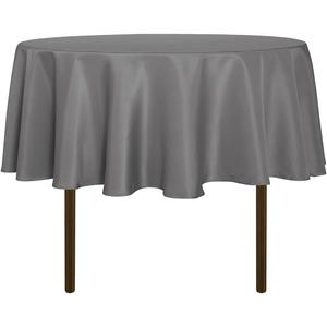 sancua Round Tablecloth - 48 Inch - Water Resistant Spill Proof Washable Polyester Table Cloth Decorative Fabric Table Cover for Dining Tables, Buffet Parties and Camping, Light Grey